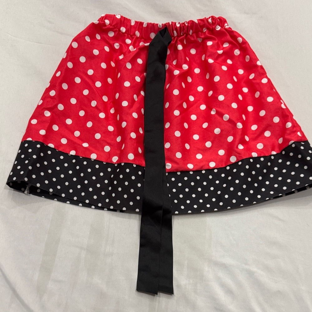 Red Polka Dot Skirt with Black Trim